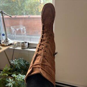 UGG Tall Lace up Moccasin Chestnut Brown Size 7 Suede/Leather/Sheepskin